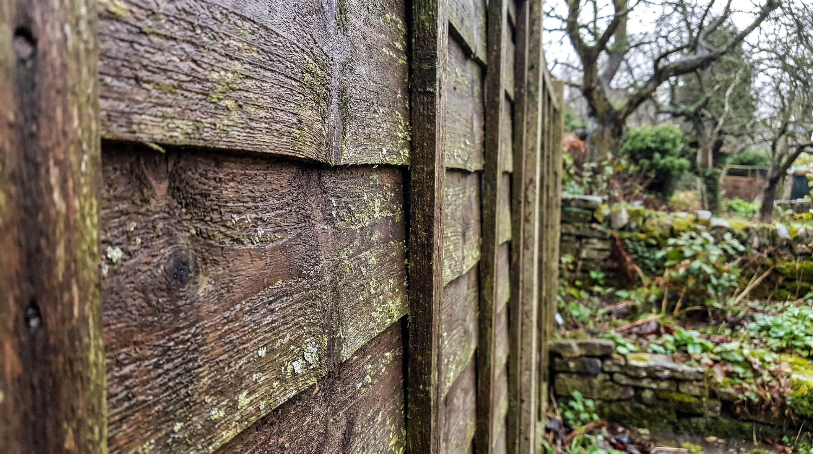 Close study of dense acoustic fence boards with no visible gaps