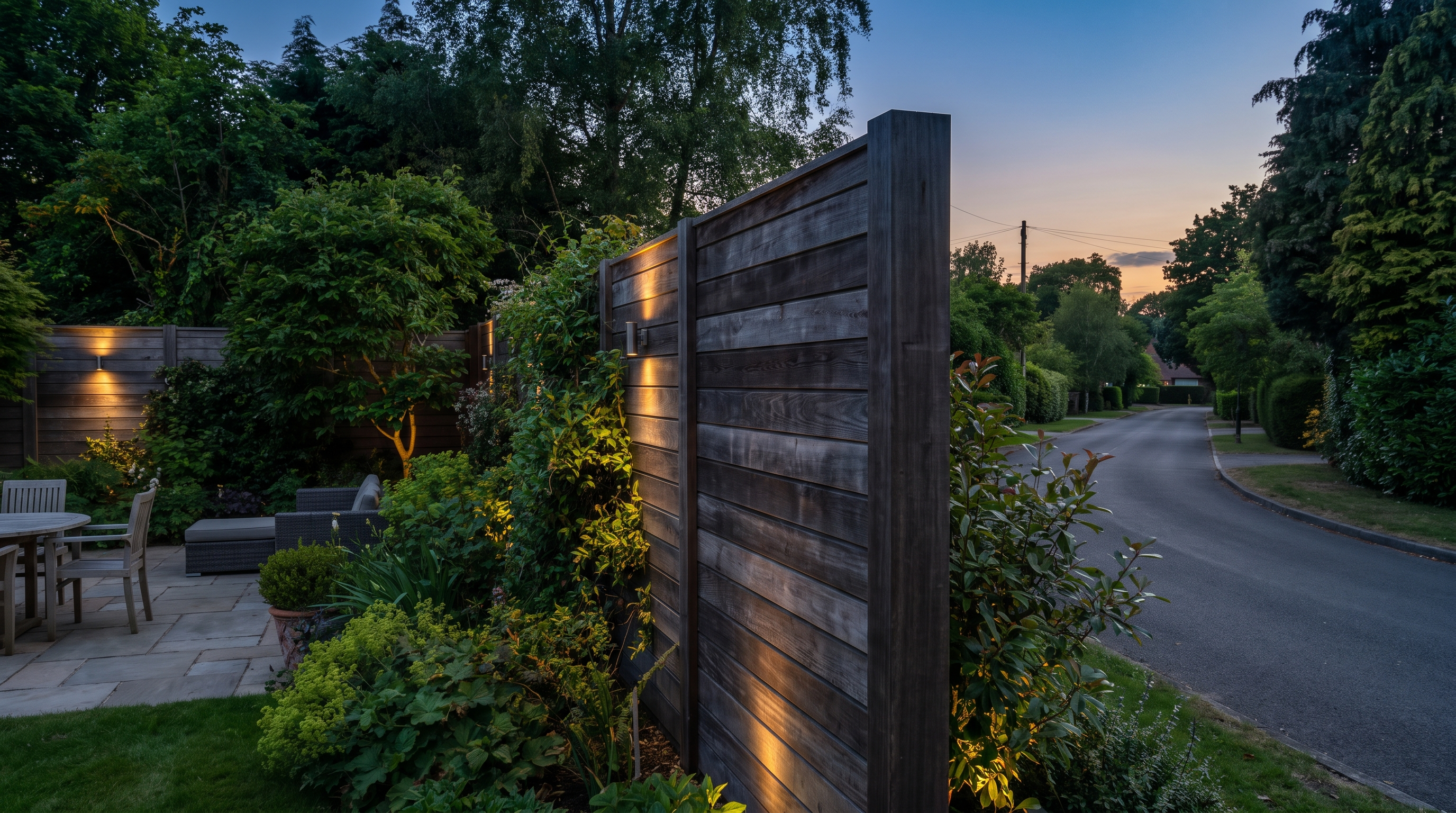 Light on the Welwyn Garden City, Hertfordshire fence